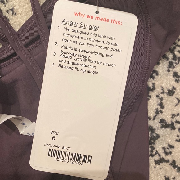 🆕🍋Lululemon Anew Singlet side slit tank, black currant - Picture 8 of 8